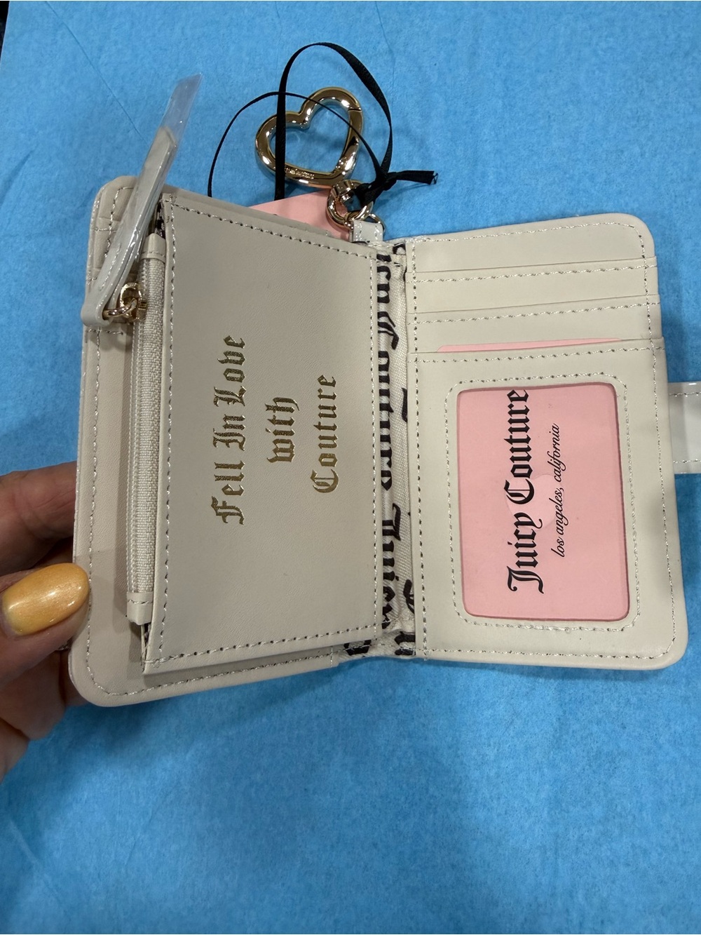 Juicy Couture Cream Patent Heart Charm Wallet - Picture 6 of 11